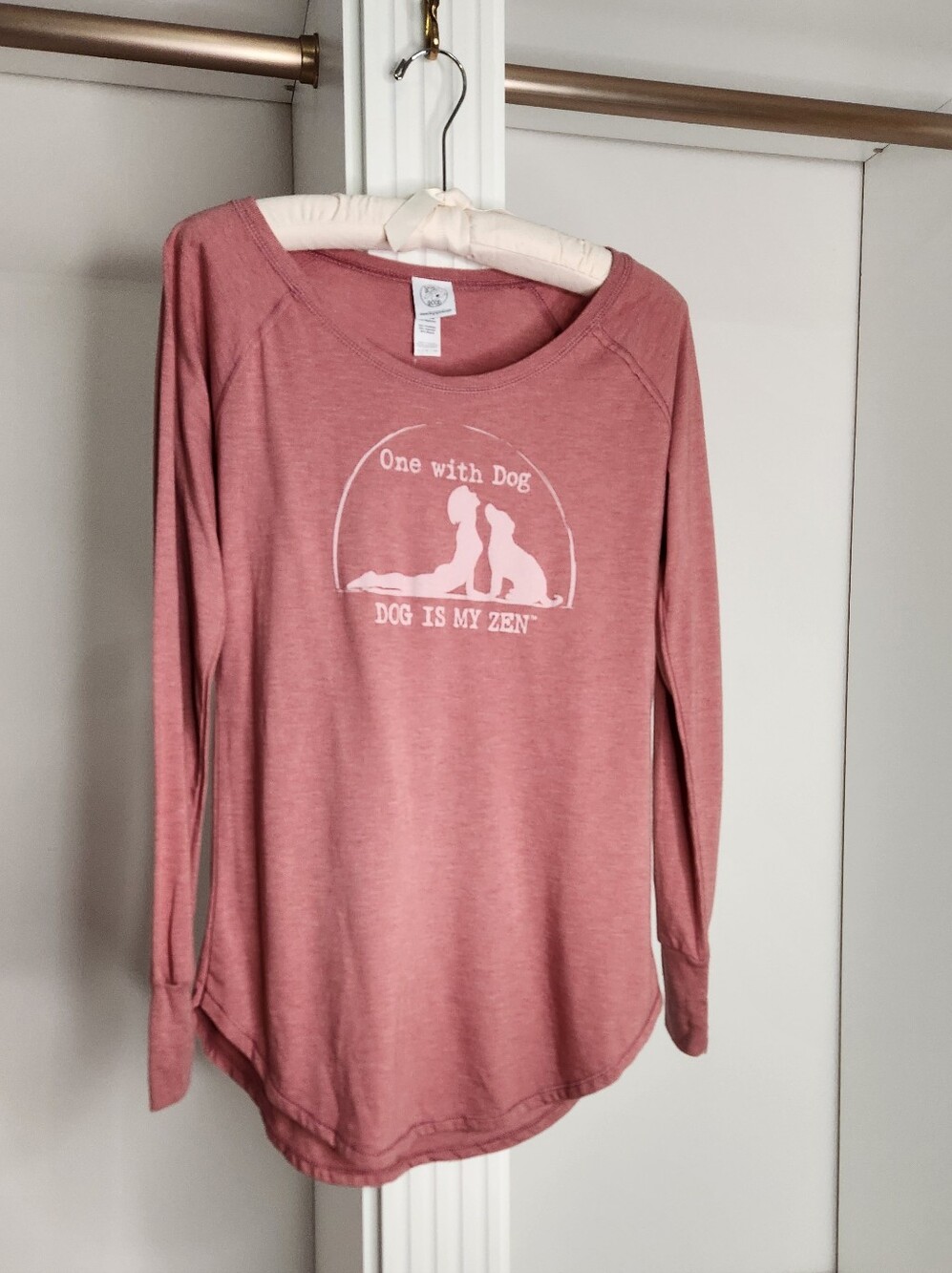 Dog Is Good Graphic Long Sleeve Tee - Dusty Rose